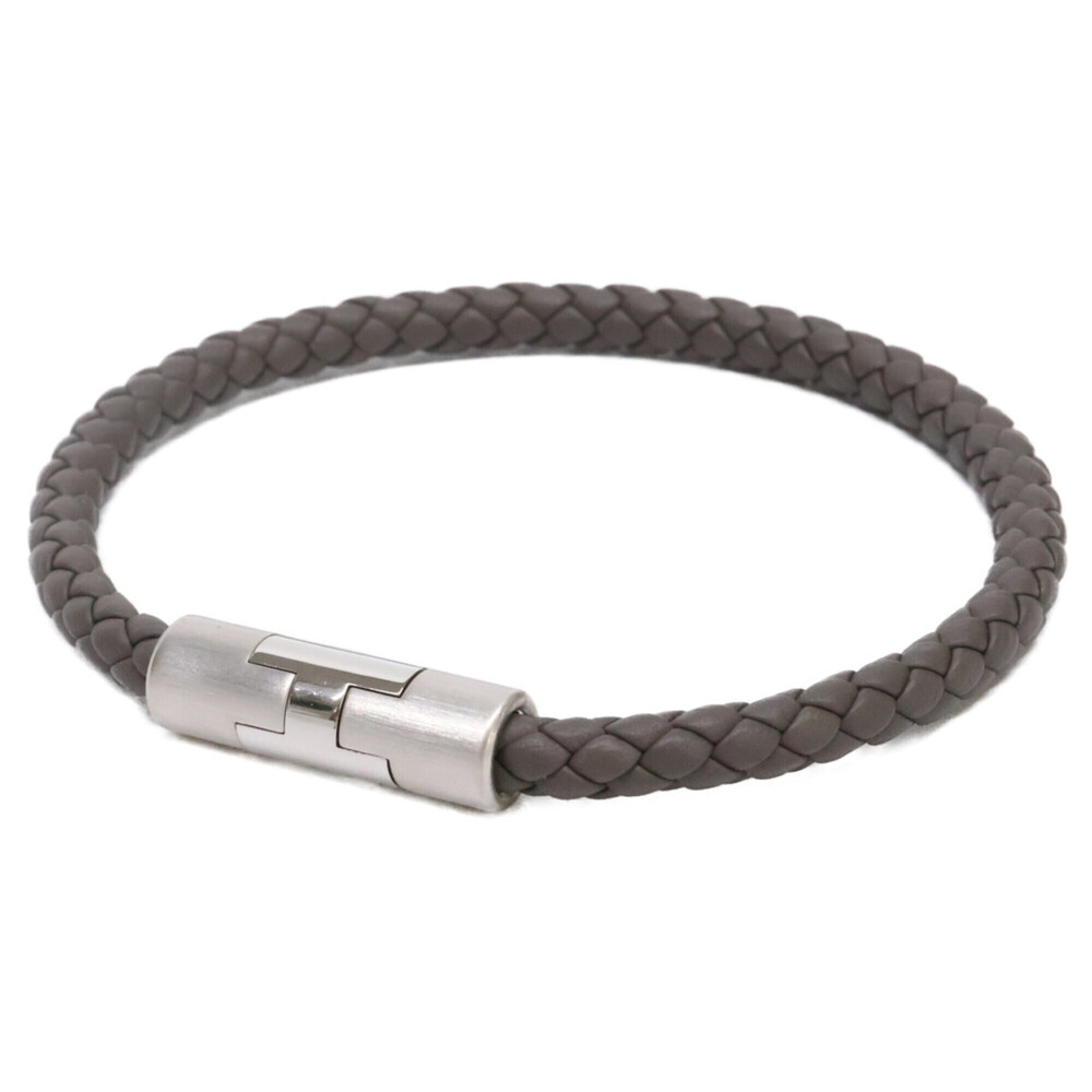 HERMES Puzzle H Leather Bracelet, Gris Etoupe, Men's